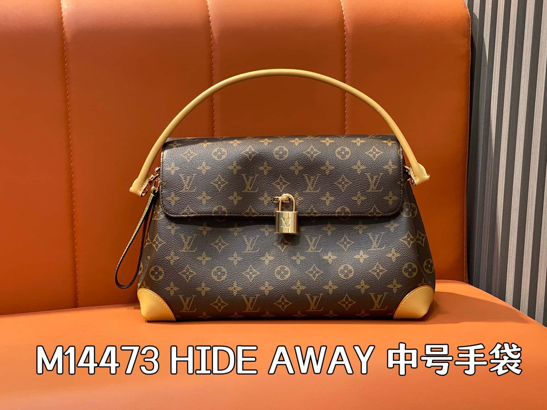LV M14473老花 锁头包 HIDE AWAY 中号手袋